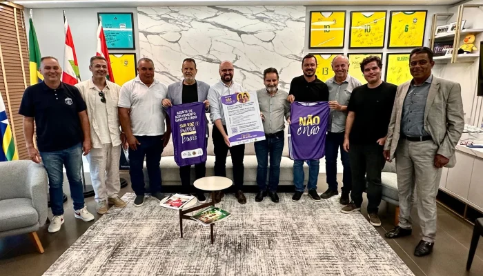 Futebol catarinense reforça combate à violência contra a mulher.| Foto: Divulgação MPSC / Re...