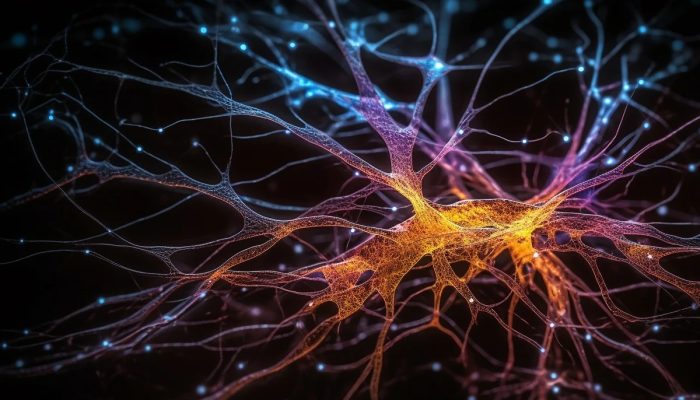 1 de 1 Ilustração colorida feita com IA de neurônios cerebrais - Cientistas identificam nova c...