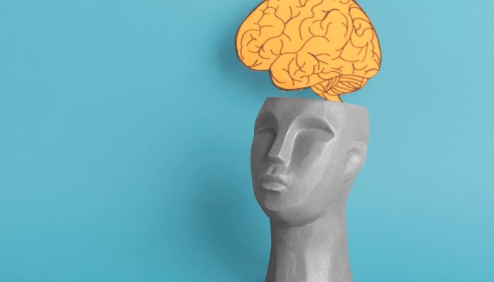 1 de 1 Ilustração colorida com fundo azul de face humano e cérebro em evidência - Metrópoles...